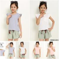 MBB01853 夏季新款童裝純色T恤+短褲套裝