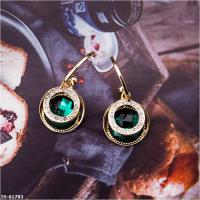 M35-81783 韓版925銀針綠色水晶C型耳環