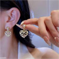 M35-85067 韓版925銀針珍珠水鑽愛心耳環