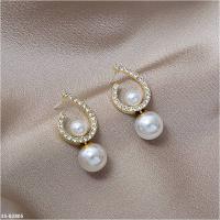 M35-82805 韓版925銀針鑲鑽水滴珍珠耳環
