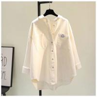 (現貨)M00-1987 胖MM大碼純色長袖前短後長襯衫
