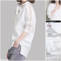 MFX23-3610 胖MM大碼新款白色鏤空長袖襯衣