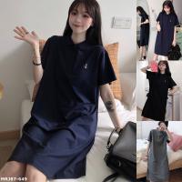 MRJ87-649 春夏新款簡約刺繡圖案短袖連衣裙