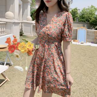 M50-21270 實拍夏季法式浪漫花朵連衣裙