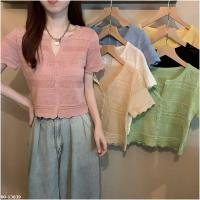 M00-13039 夏季溫柔風鏤空短袖針織衫